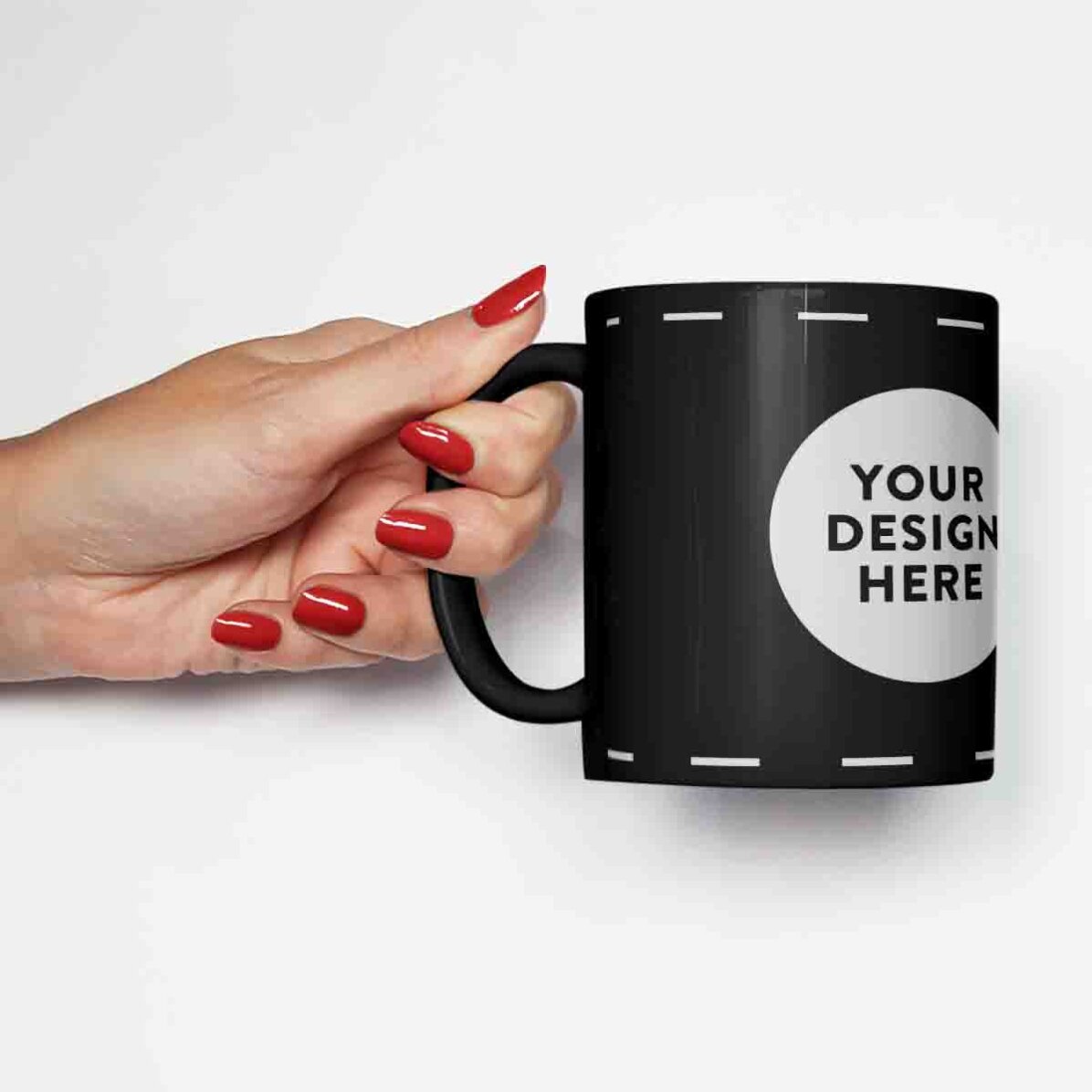 Personalised black mug with your own design
