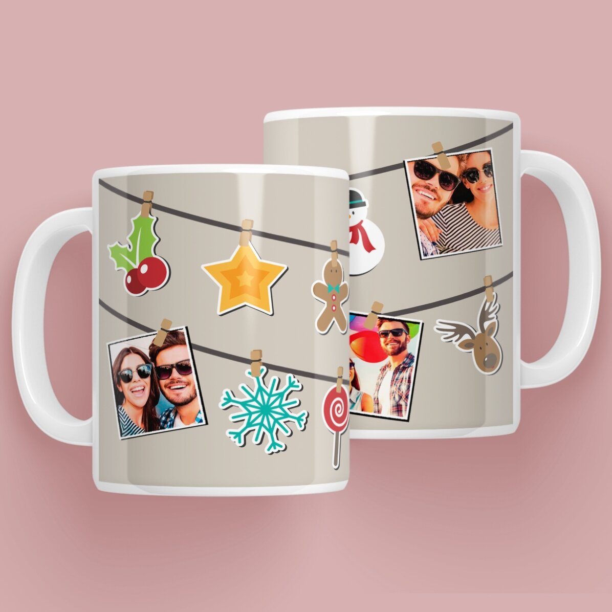 Gepersonaliseerde mok met 4 foto’s – kerstmodel