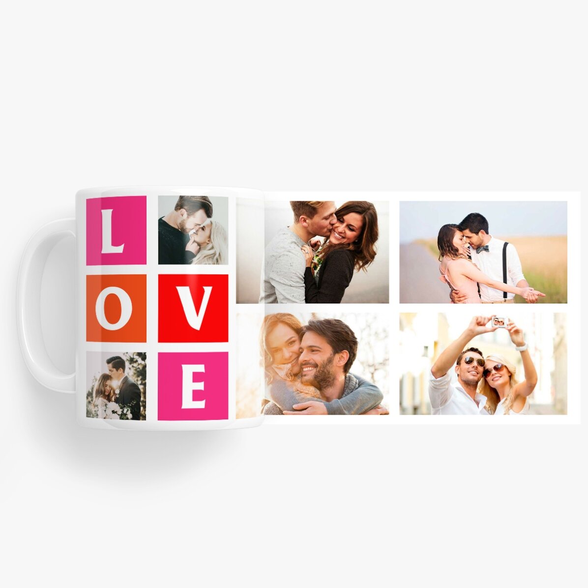 Gepersonaliseerde mok met 6 ‘love’-foto’s