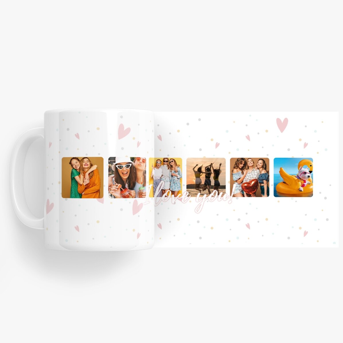 Personalised mug with 6 square photos and "I love you" text - Celebrate love