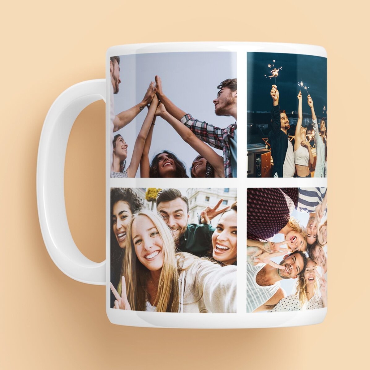 Personalised mug with 6 photos and message