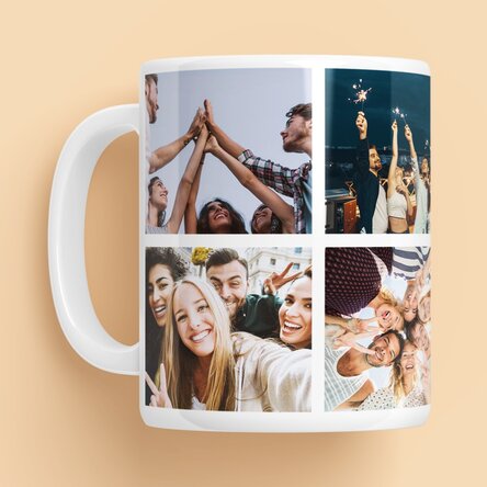 Personalised mug with 6 photos and message