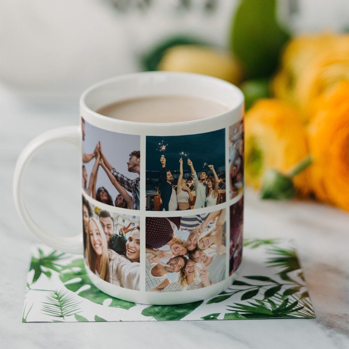 Personalised mug with 6 photos and message