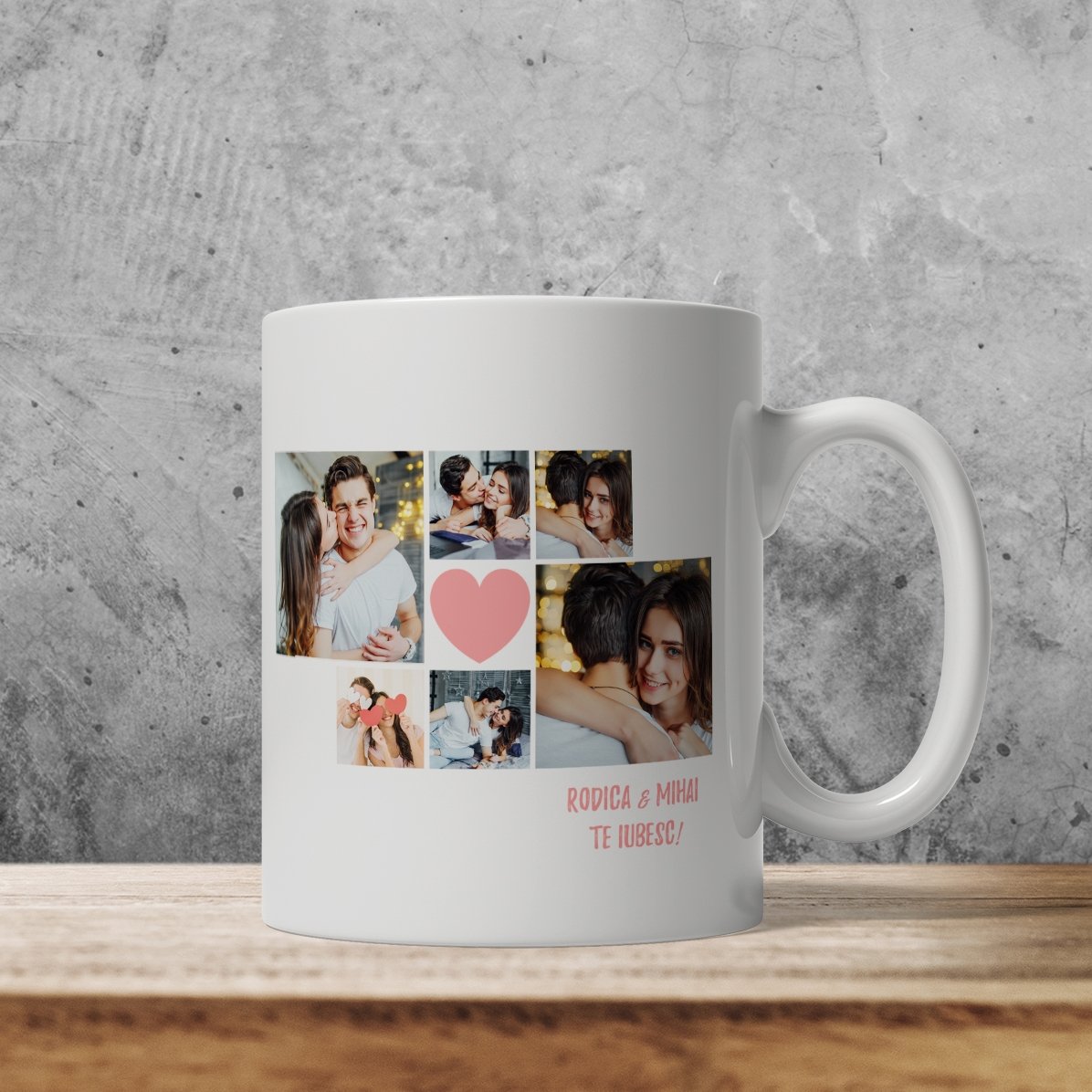 Gepersonaliseerde mok met 6 foto’s en tekst – Momenten als koppel