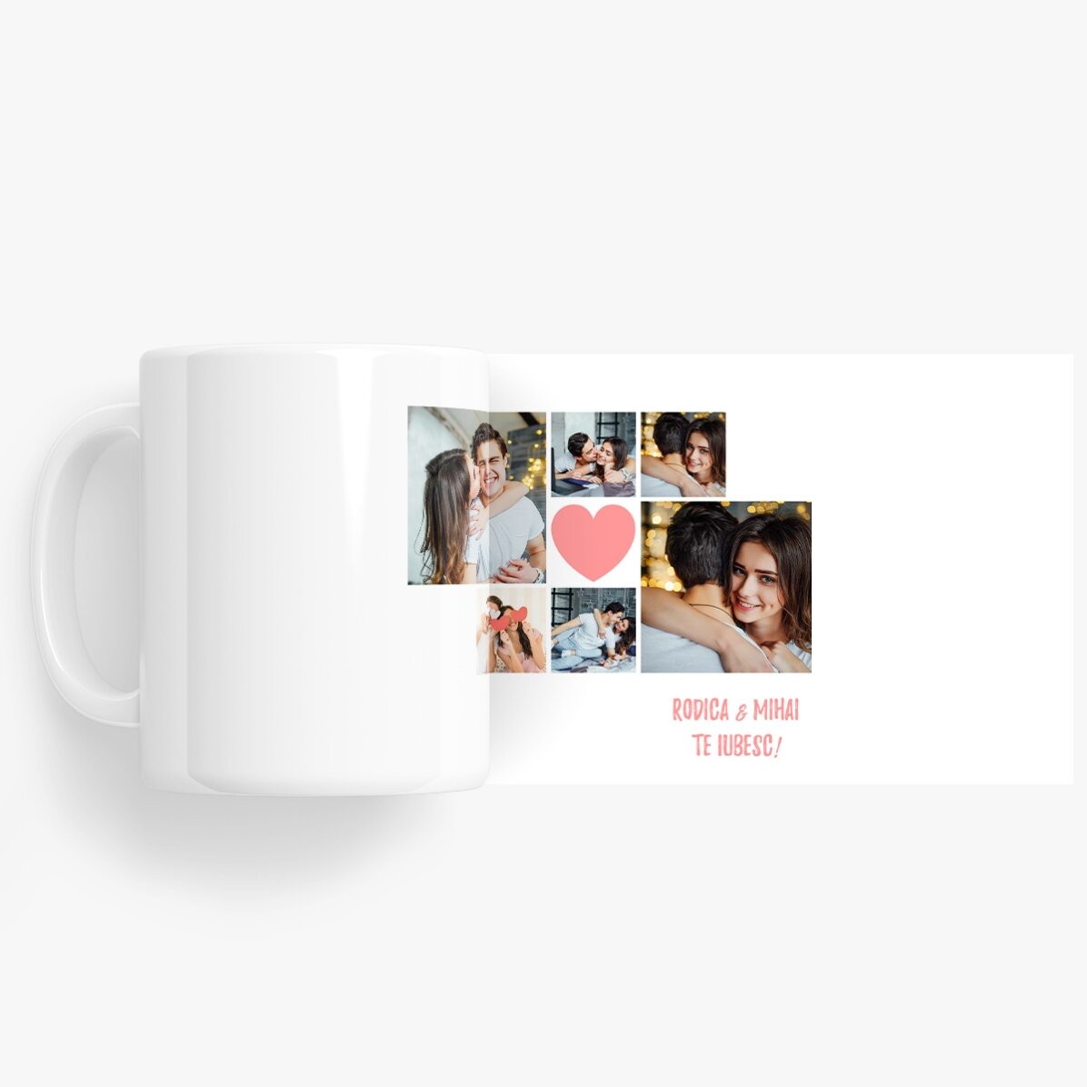 Gepersonaliseerde mok met 6 foto’s en tekst – Momenten als koppel