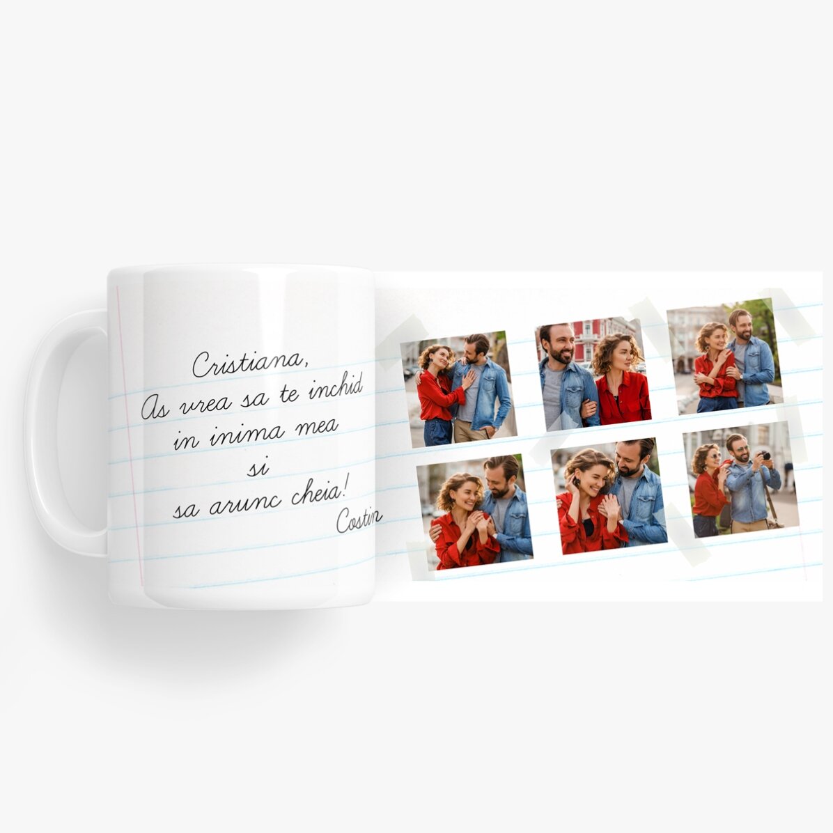 Gepersonaliseerde mok met 6 foto’s en klassieke tekst