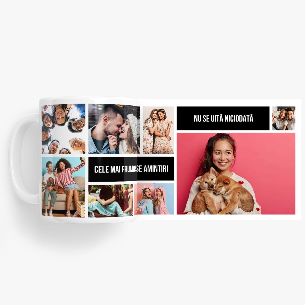 Gepersonaliseerde mok met 8 foto’s en tekst – De mooiste herinneringen