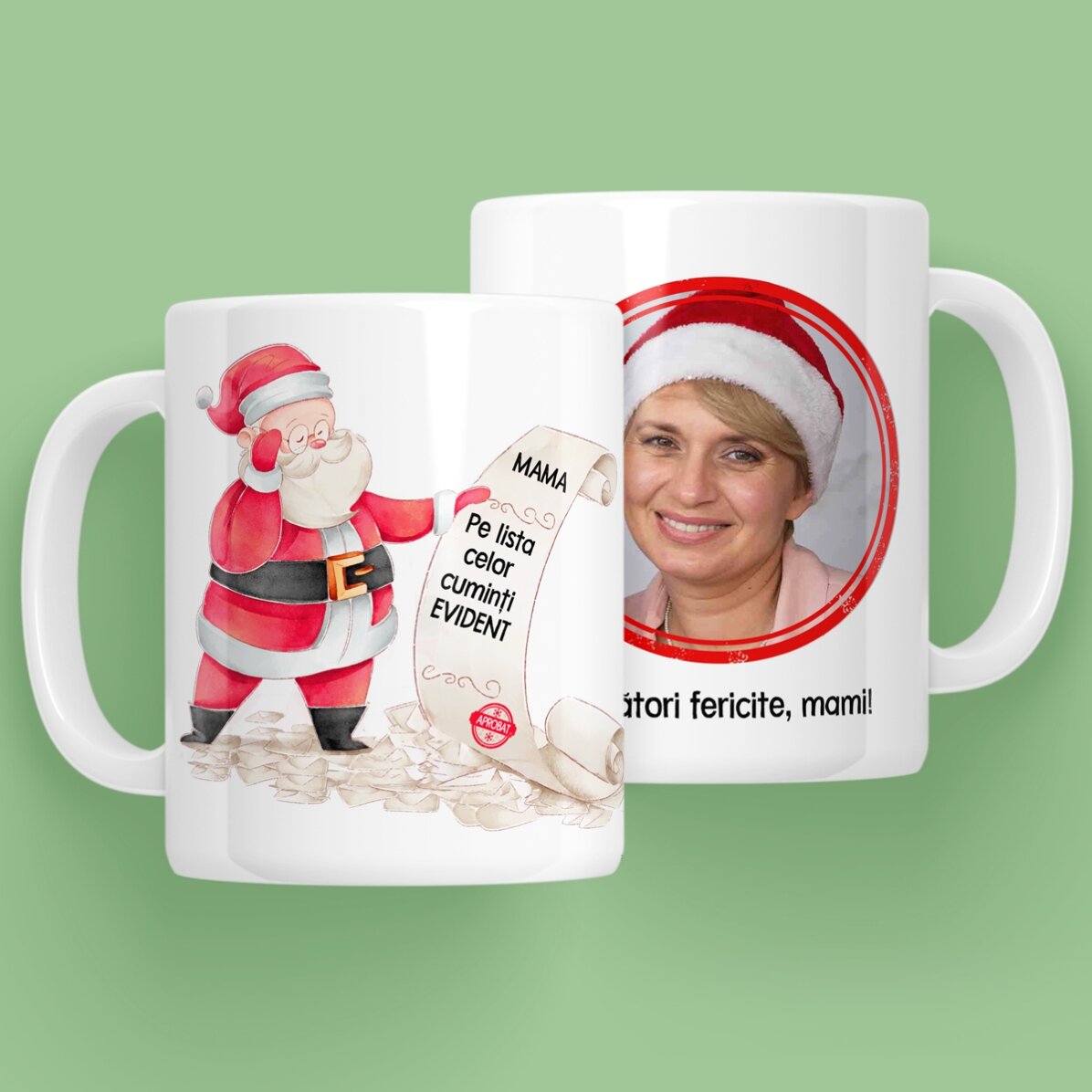 Gepersonaliseerde beker met tekst en foto - De lijst van de kerstman