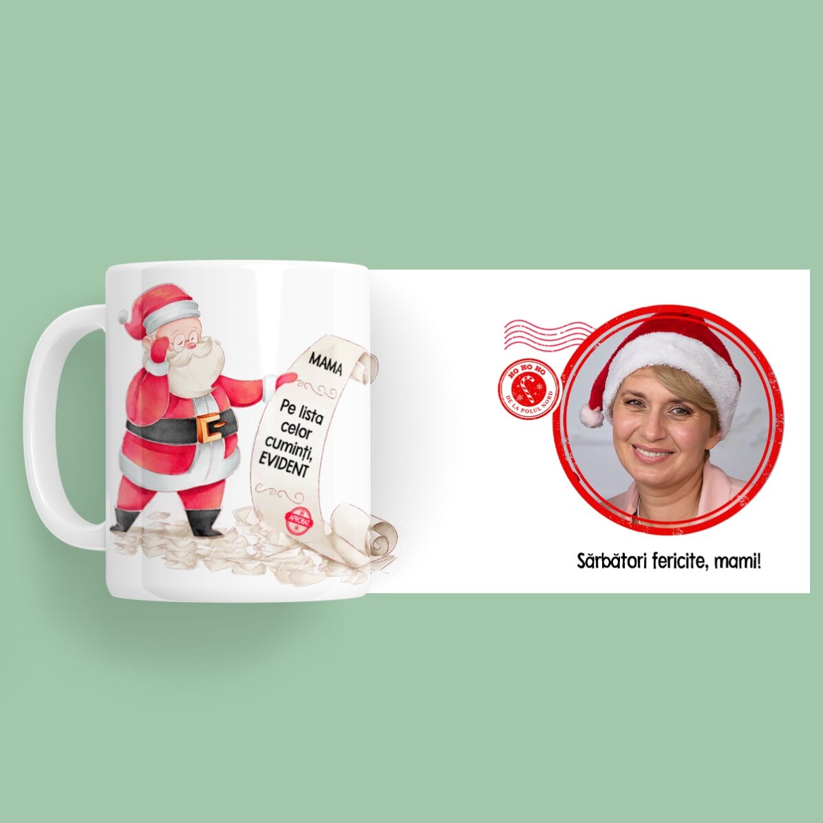Gepersonaliseerde beker met tekst en foto - De lijst van de kerstman
