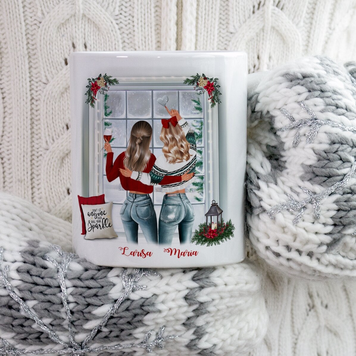 Gepersonaliseerde mok met naam voor vrienden - Merry Christmas