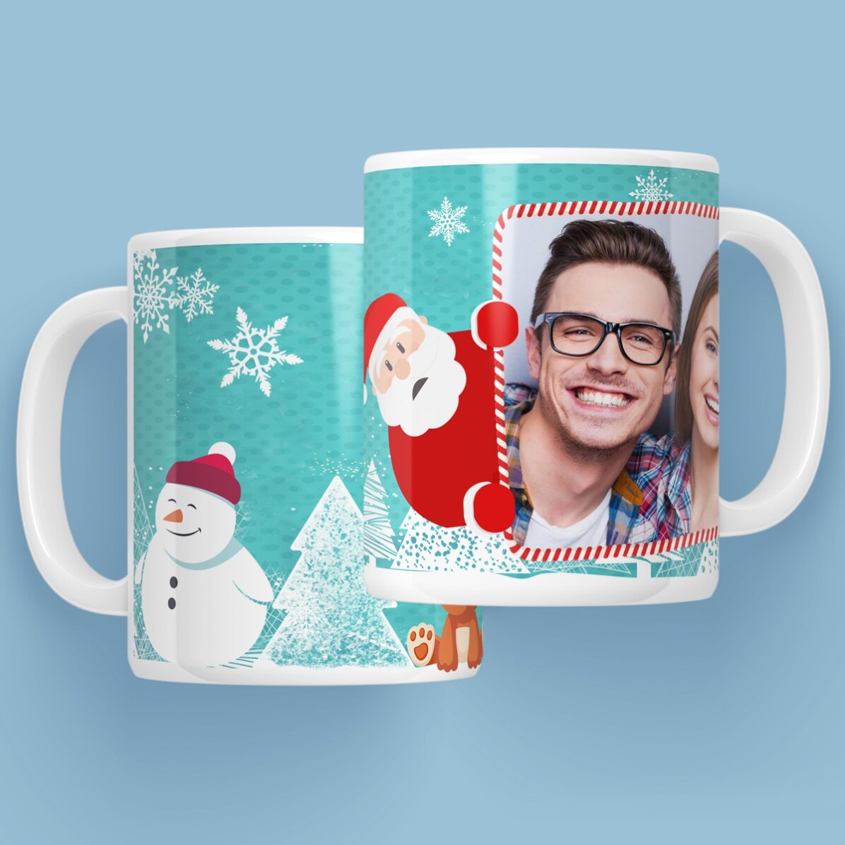 Gepersonaliseerde beker met een kerstfoto