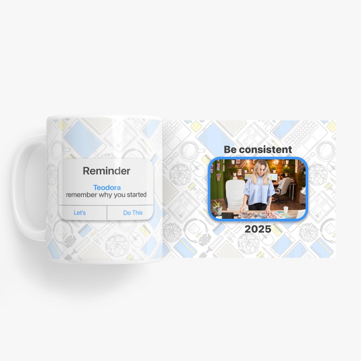 Gepersonaliseerde mok met foto en tekst - Reminder