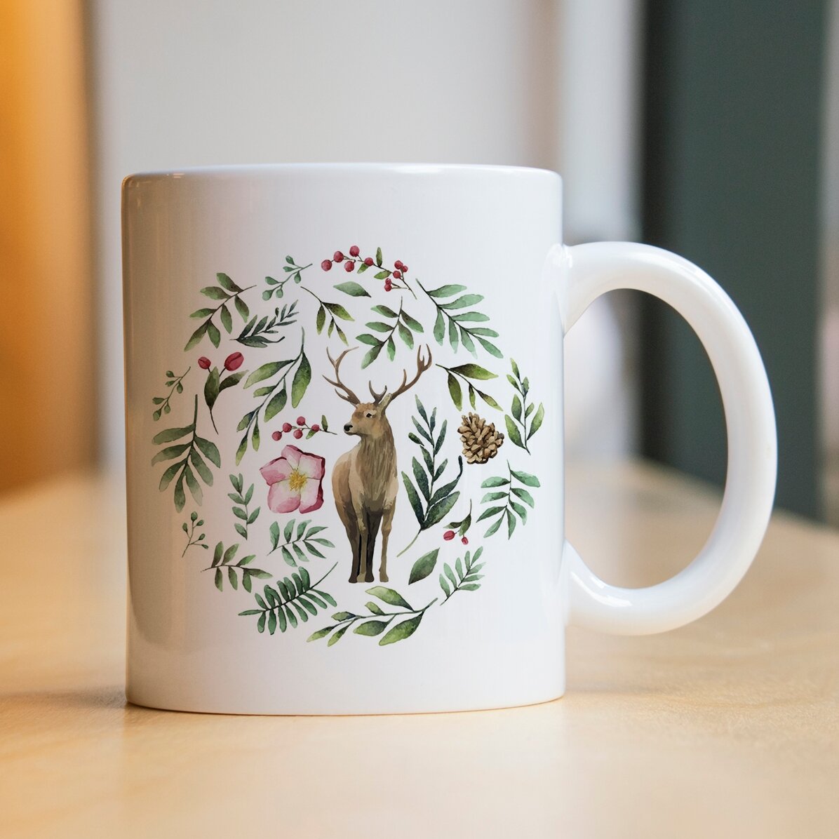 Gepersonaliseerde beker met rendier voor hem – kerstmodel