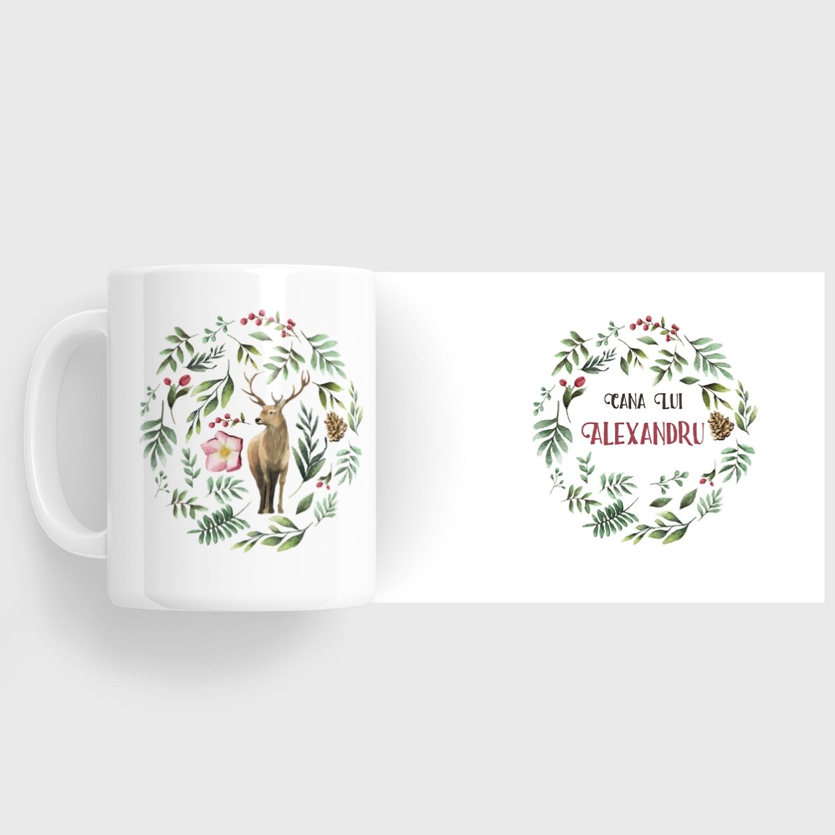 Gepersonaliseerde beker met rendier voor hem – kerstmodel
