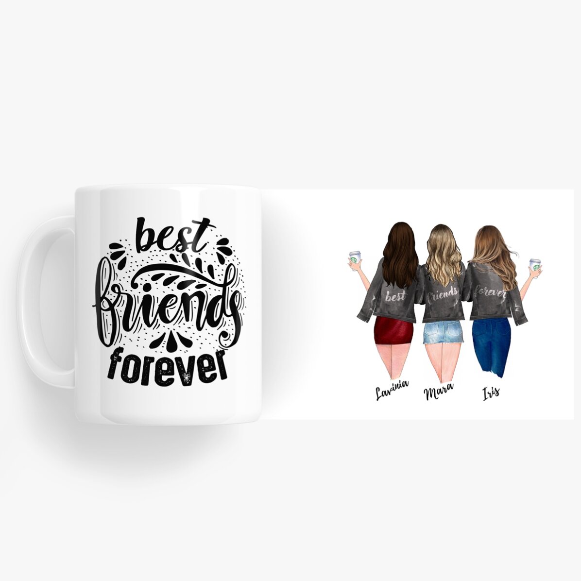Gepersonaliseerde beker met tekst - 3 beste vrienden