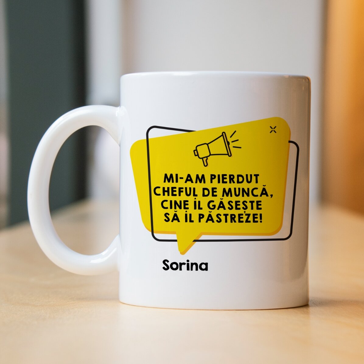 Gepersonaliseerde mok met tekst - Advertentie