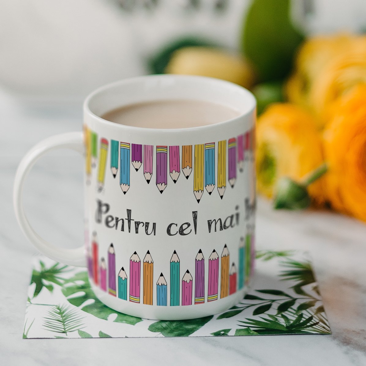 Personalised mug with text - Coloured pencils