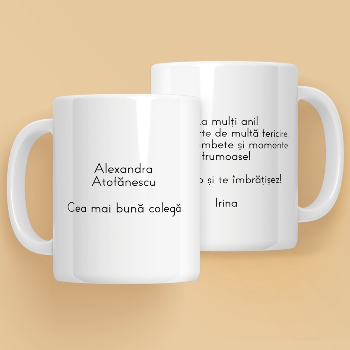 Gepersonaliseerde beker met tekst aan beide zijden