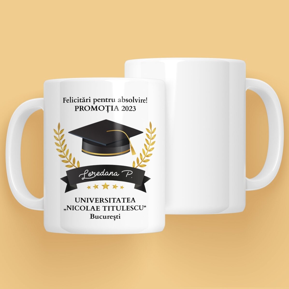 Gepersonaliseerde beker met tekst - Felicitaties voor het afstuderen