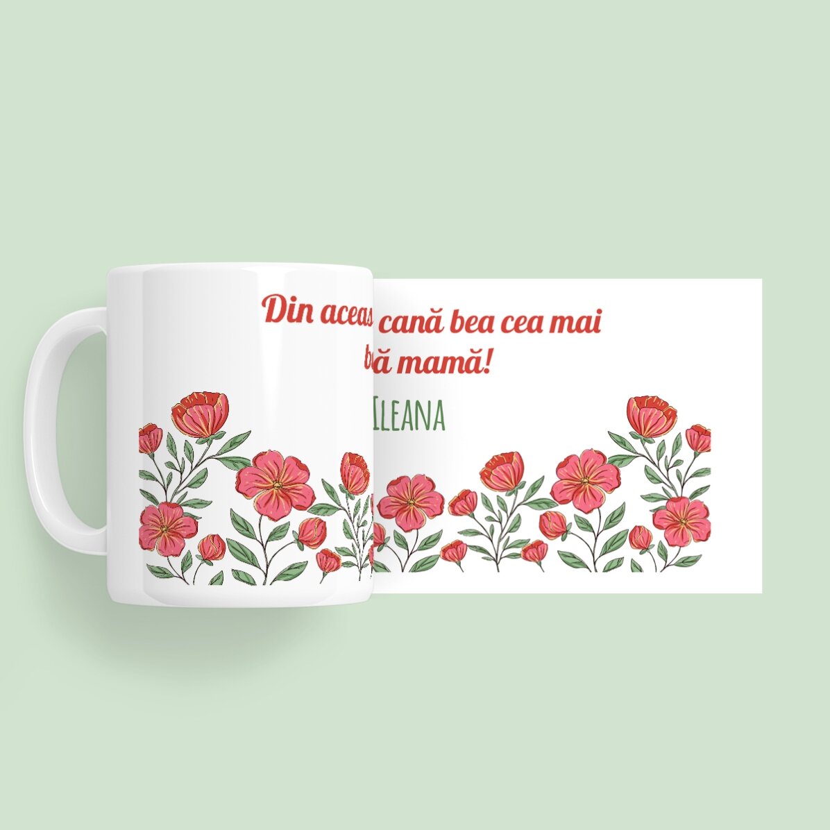 Gepersonaliseerde mok met tekst - Floral