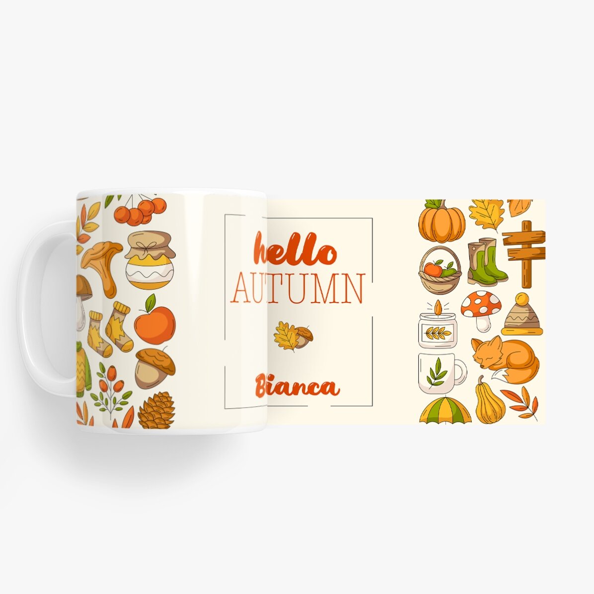 Gepersonaliseerde beker met tekst - Hello Autumn
