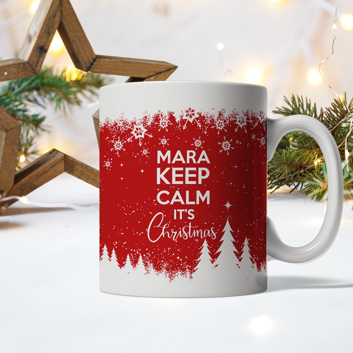 Gepersonaliseerde mok met tekst - Keep calm for Christmas