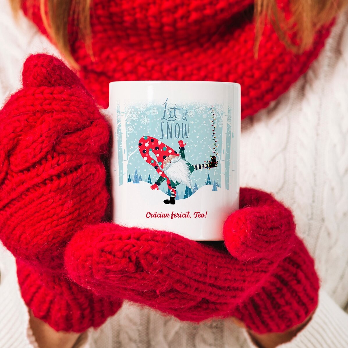 Gepersonaliseerde mok met tekst - Let it snow