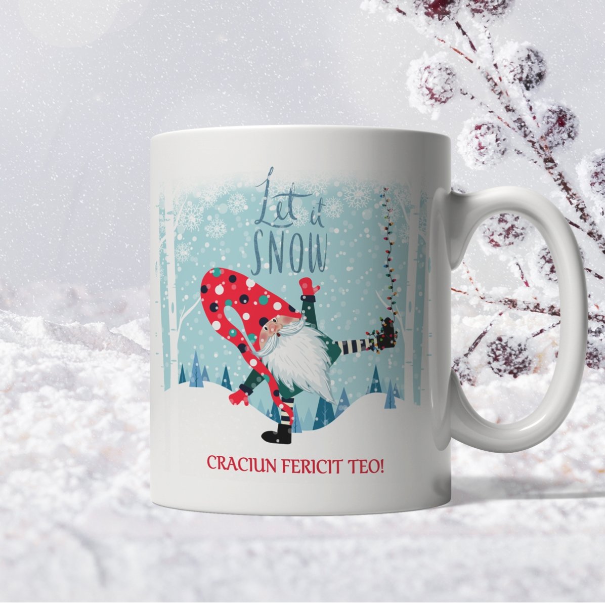 Gepersonaliseerde mok met tekst - Let it snow