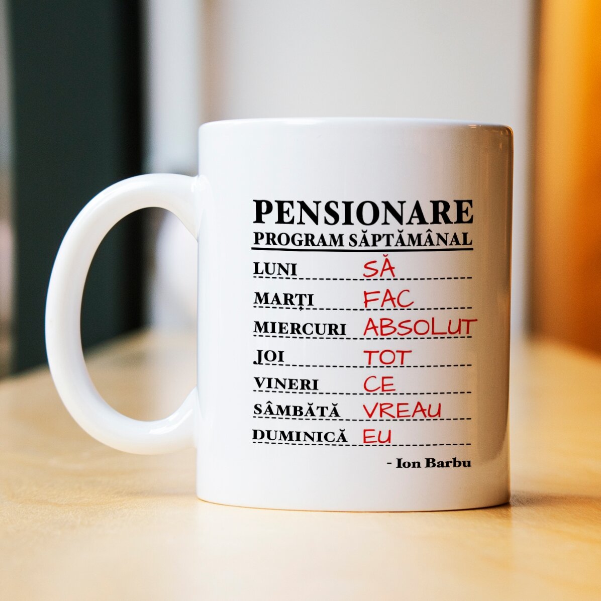 Gepersonaliseerde mok met tekst - Weekplanning