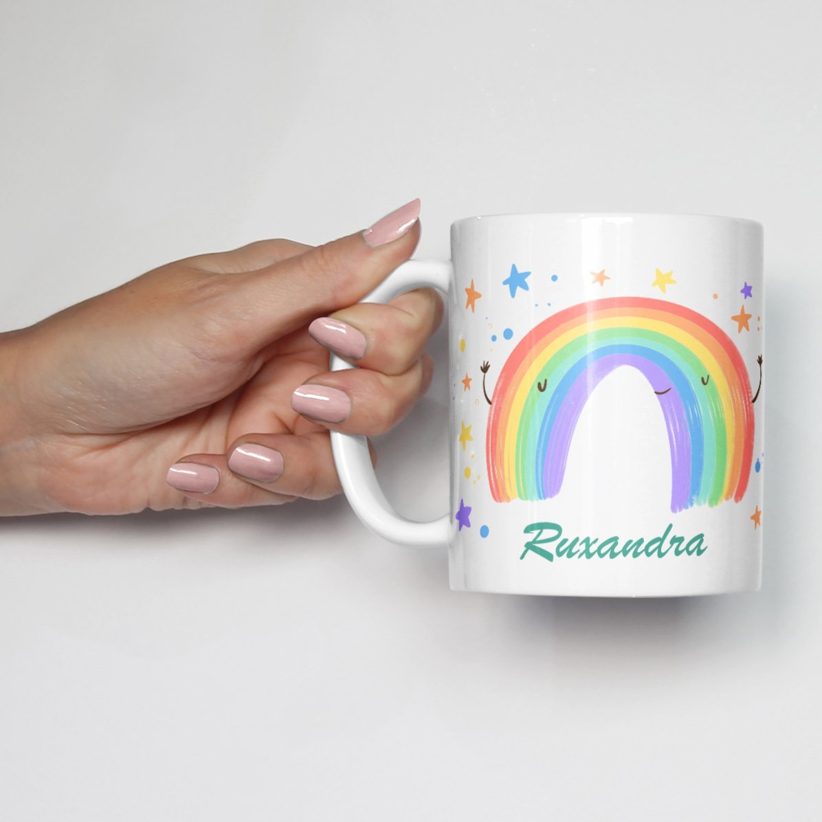 Gepersonaliseerde mok met tekst - Rainbow