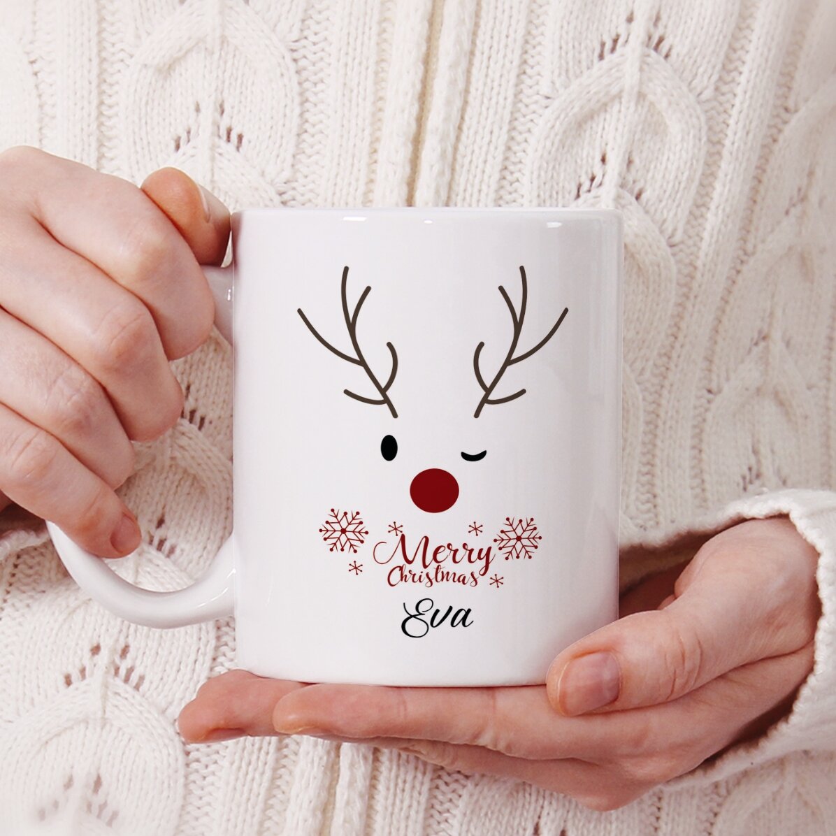 Gepersonaliseerde beker met tekst - Reindeer