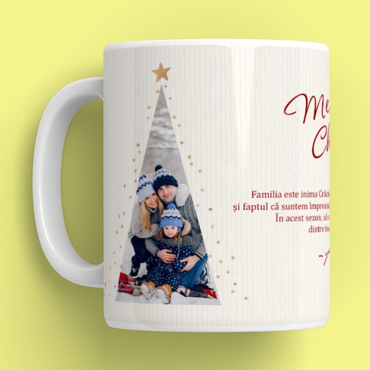 Personalised mug with text and 2 photos - Warm Christmas