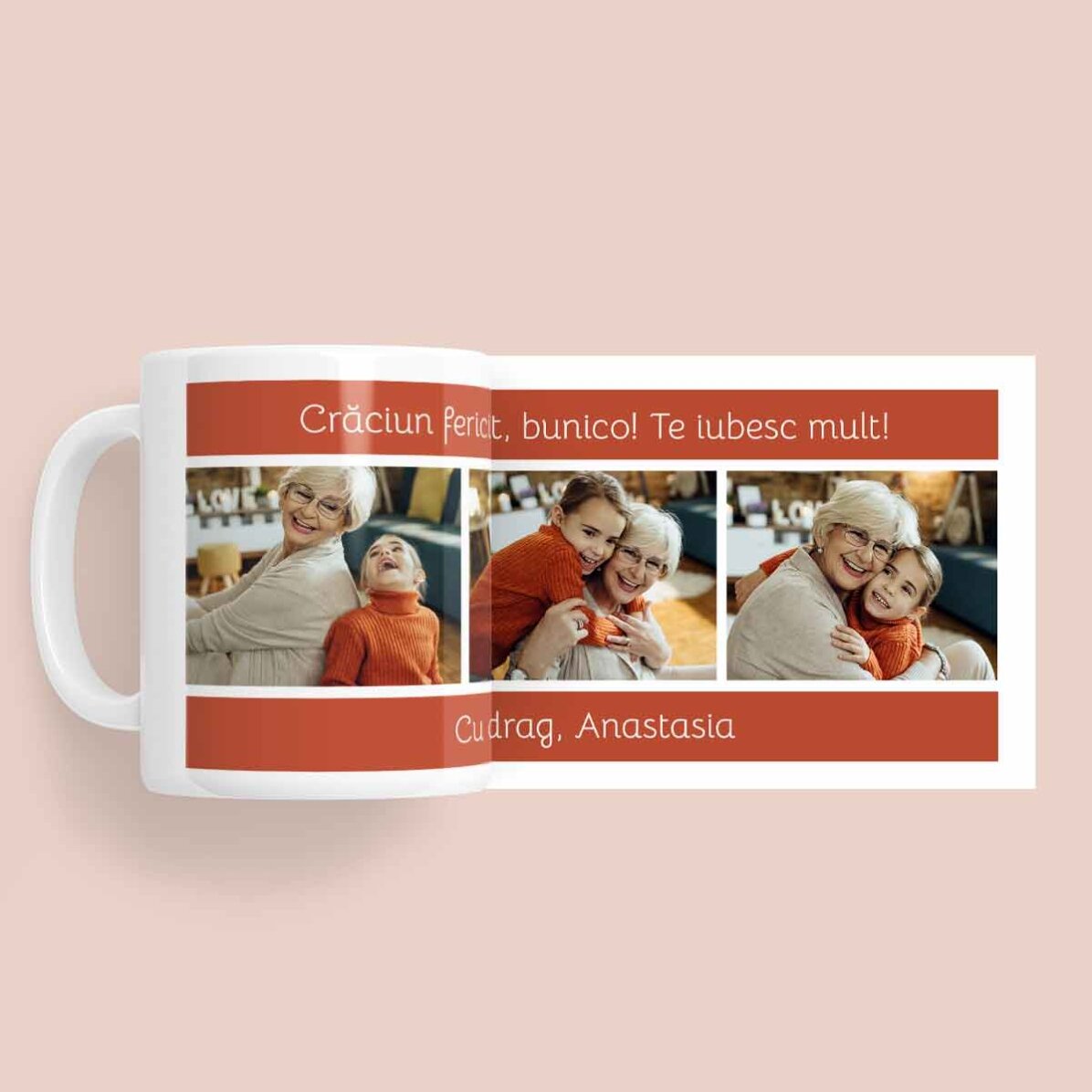 Personalised mug with text and 3 photos - Merry Christmas!