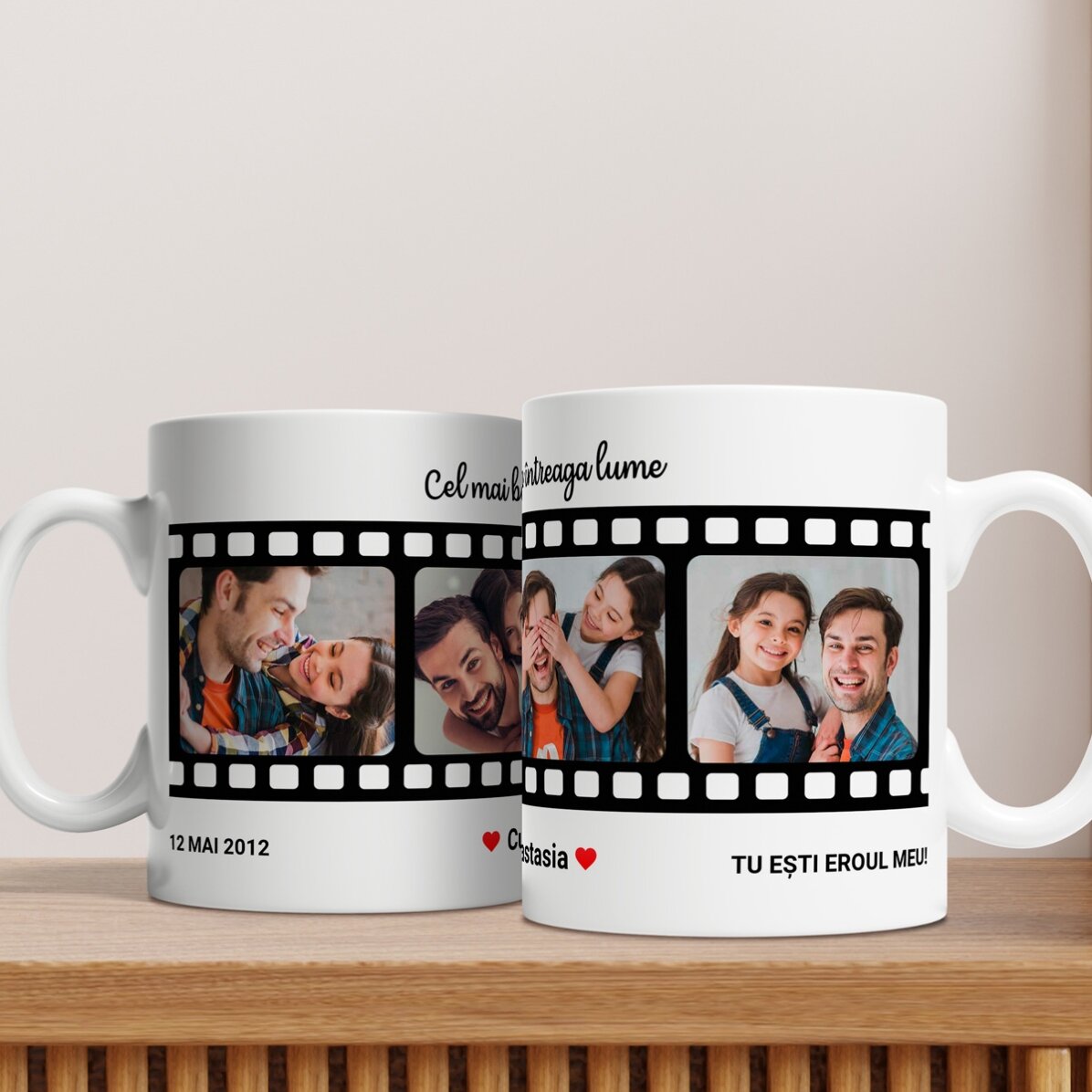Gepersonaliseerde mok met tekst en 4 foto