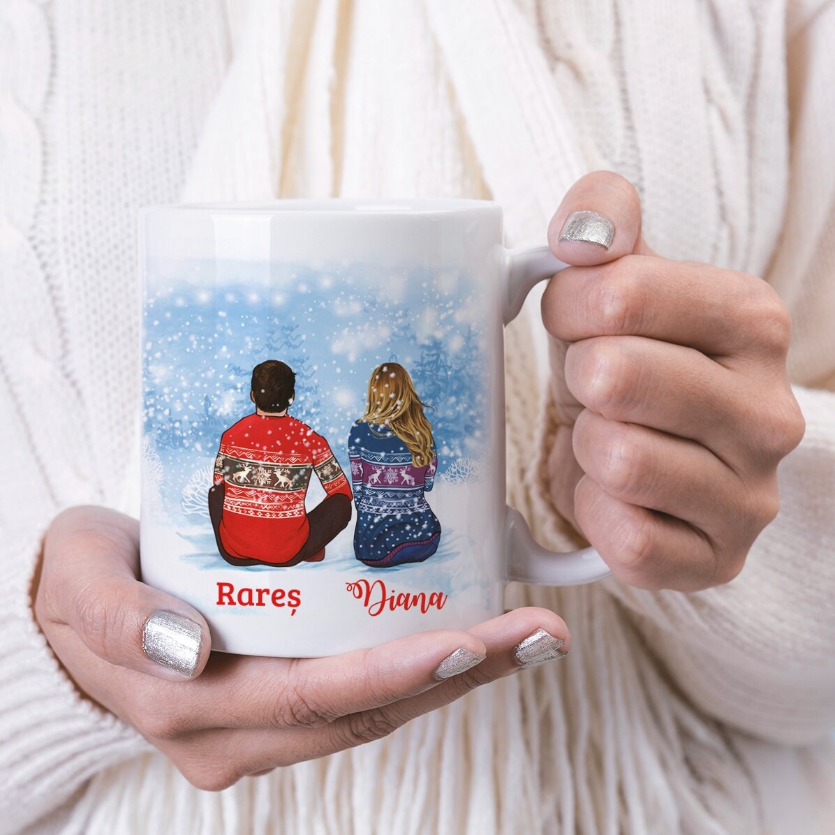 Gepersonaliseerde mok met naam voor koppels - Merry Christmas