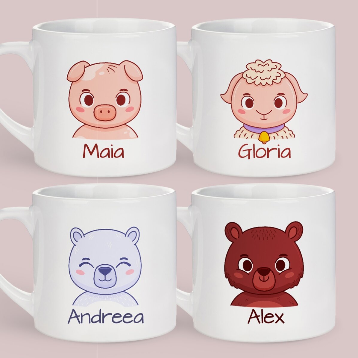Gepersonaliseerde drinkbeker voor kinderen met naam - Schattig diertje