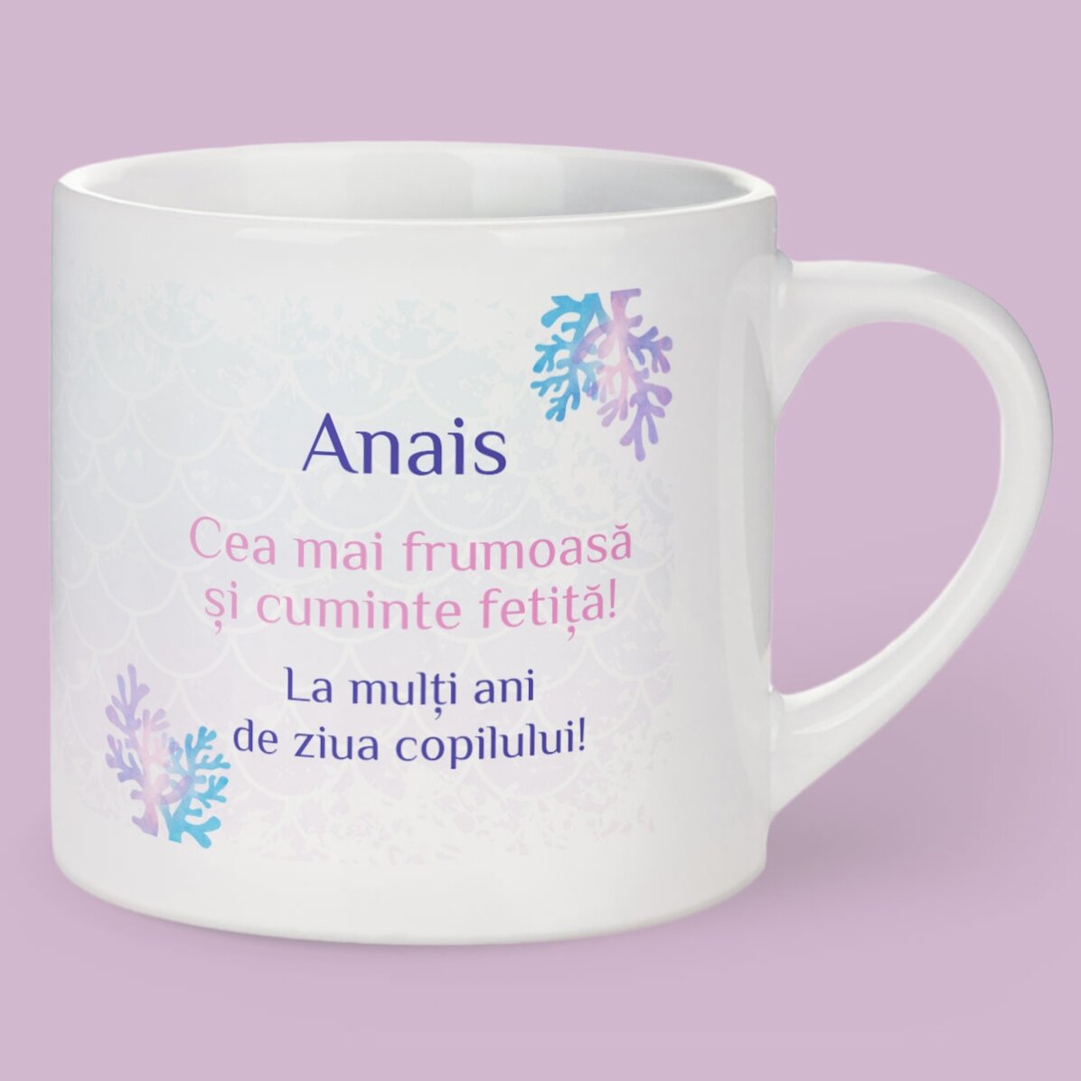 Personalised mug for children with photo and message - Mermaid