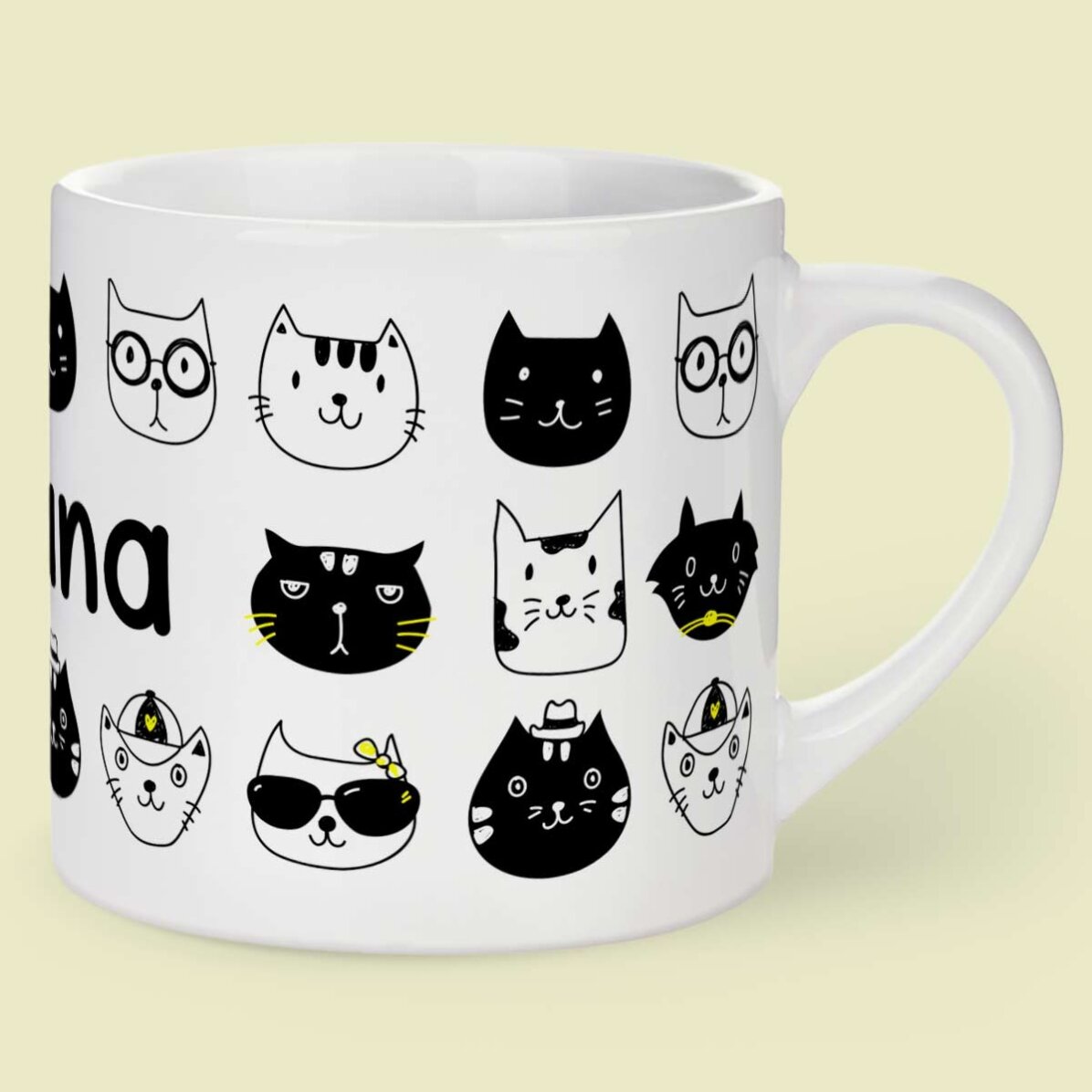 Personalised mug for children with text - Cats