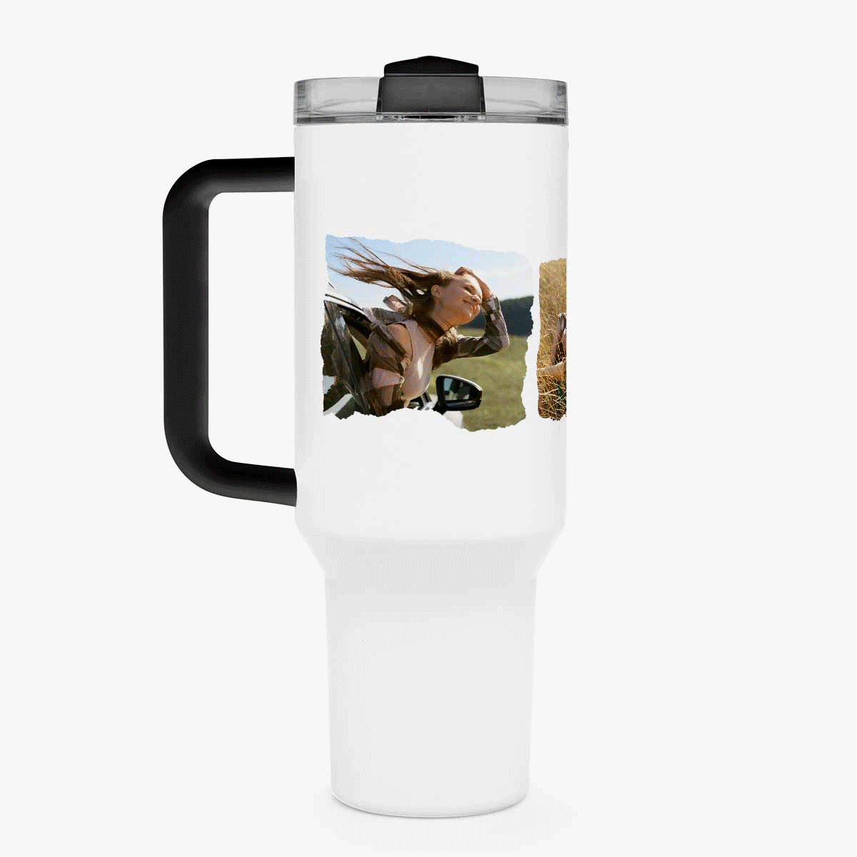 Thermosfles met handvat en rietje, gepersonaliseerd met 3 foto’s en tekst - Experience adventure