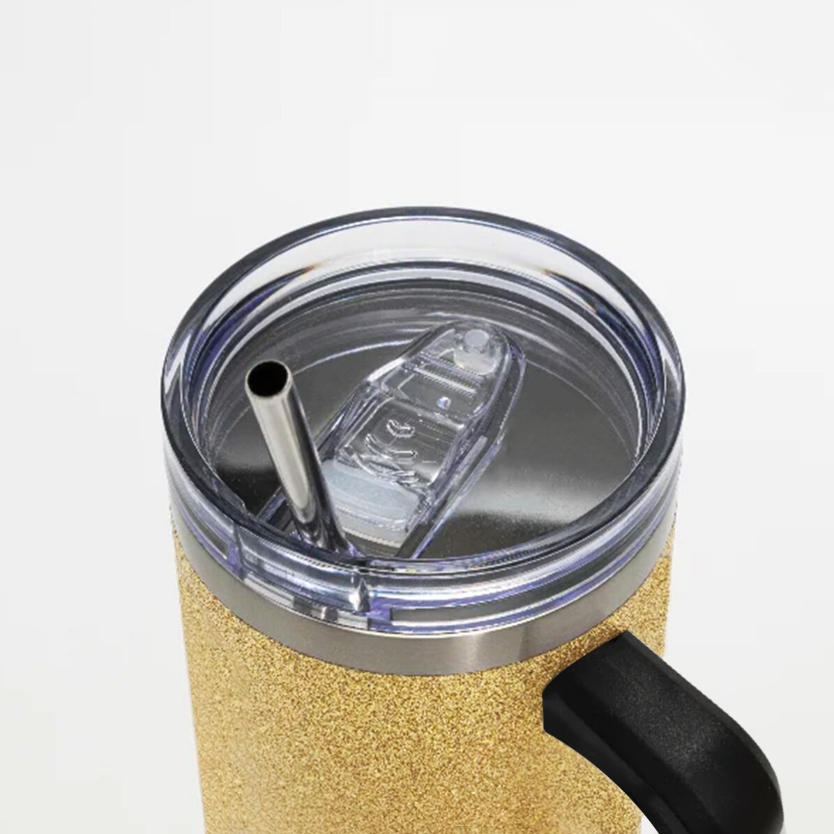 Thermos mug with handle and straw, personalised with initials and name