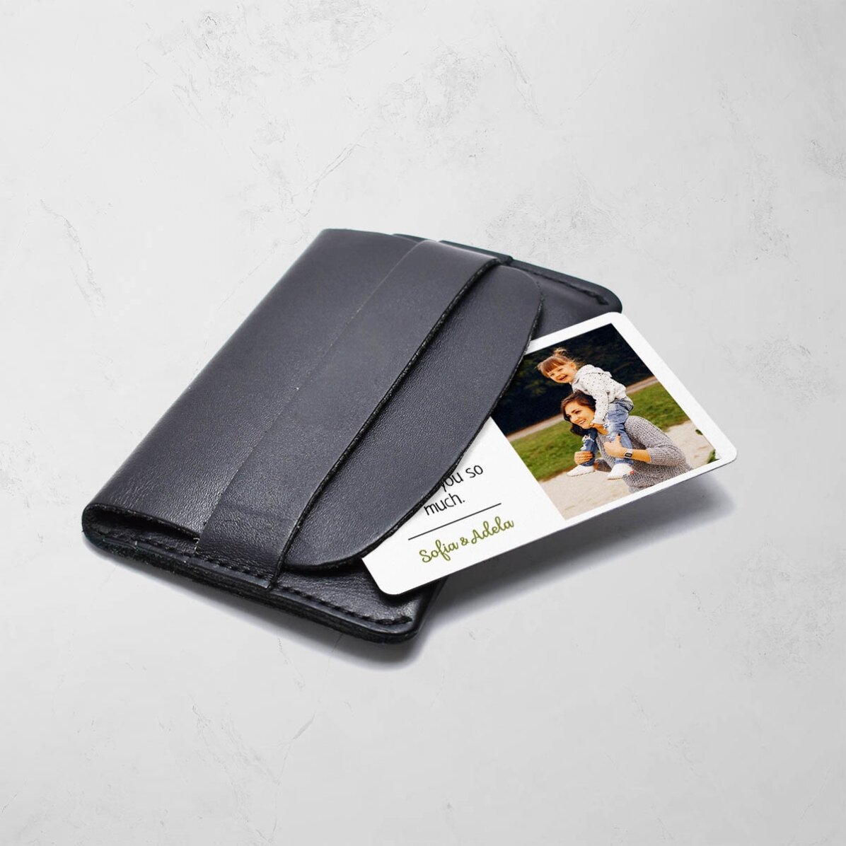 Personalised double-sided aluminium card with 2 photos and message