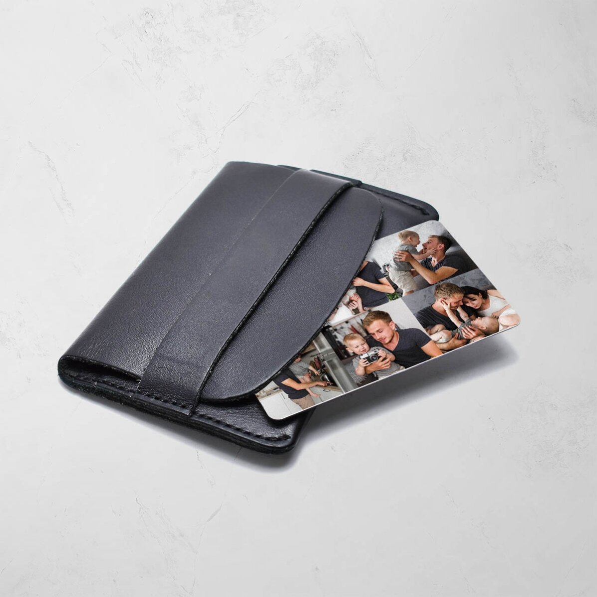 Personalised double-sided aluminium card with 6 photos and text