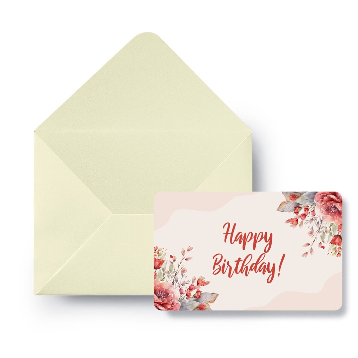 Gepersonaliseerde aluminiumkaart, voor- en achterkant, met de tekst: Happy Birthday!