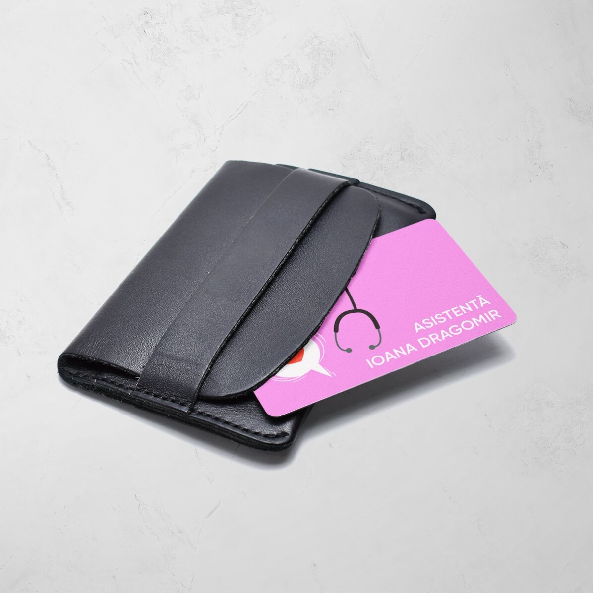 Gepersonaliseerde aluminiumkaart, voor- en achterzijde, met een boodschap voor een arts/verpleegkund