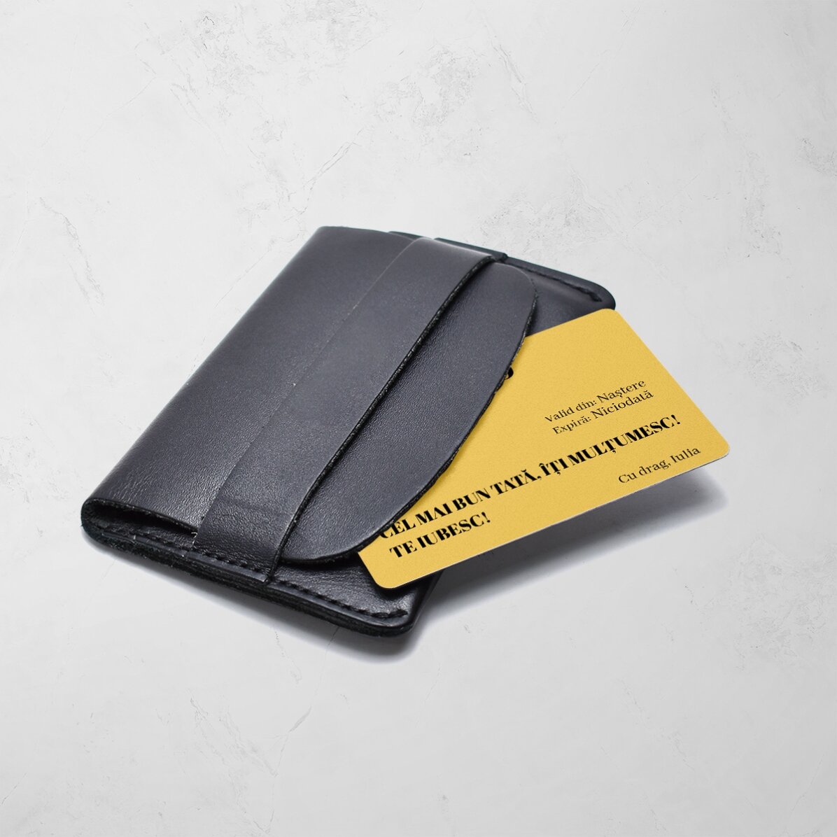 Gepersonaliseerde aluminiumkaart, voor- en achterzijde, met een boodschap en een foto - Bank