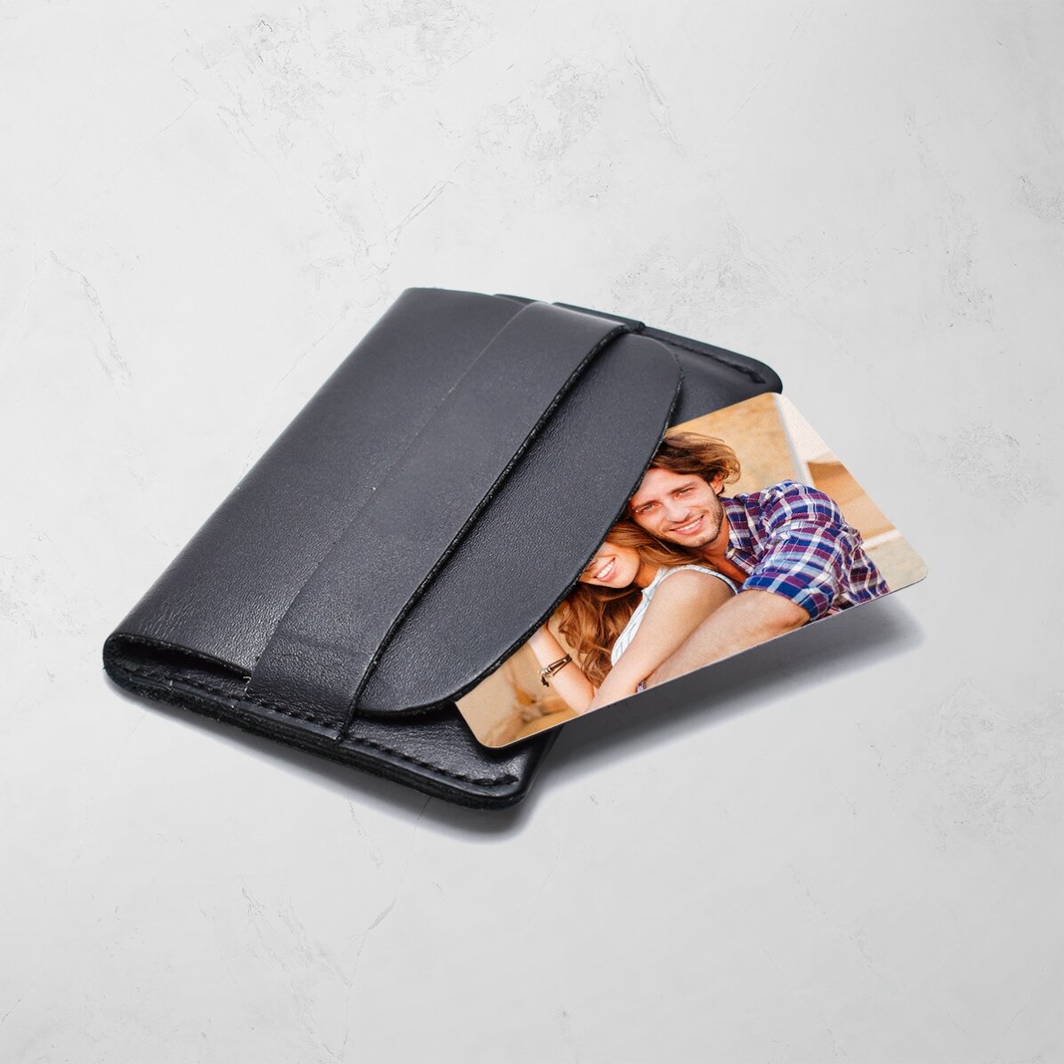 Gepersonaliseerde aluminiumkaart, voor- en achterzijde, met foto’s in liggend formaat