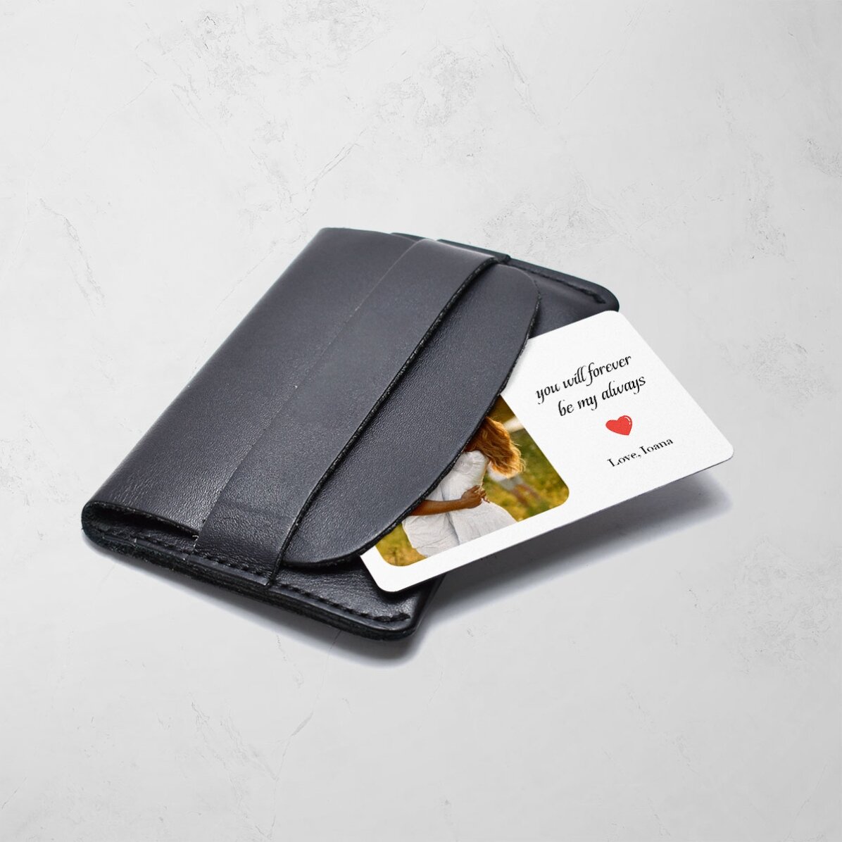 Personalised double-sided aluminium card with a photo and text - Hearts