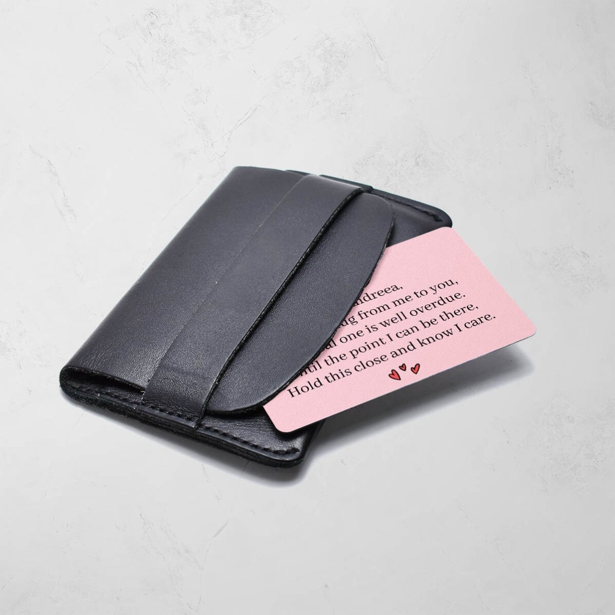 Personalised double-sided aluminium card with a photo and text