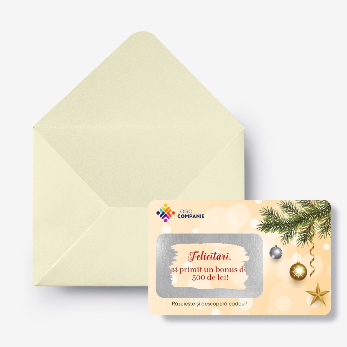 Customisable aluminium card, front and back, with message and logo - Merry Christmas
