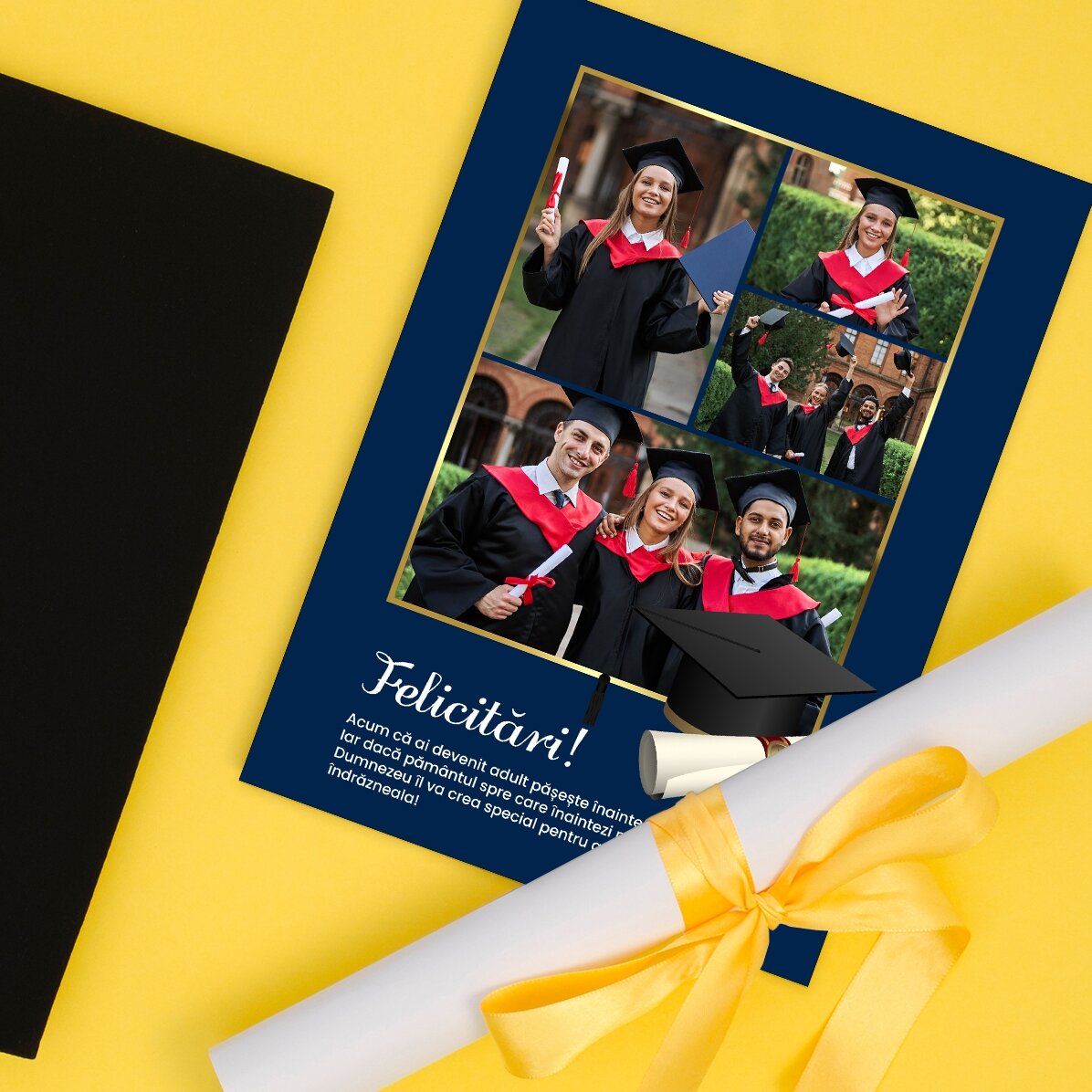 Personalised card with 4 photos and text for graduation